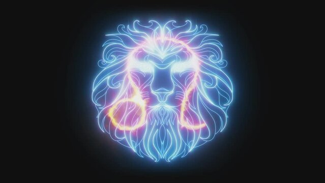 2d animated glowing zodiac sign of Leo