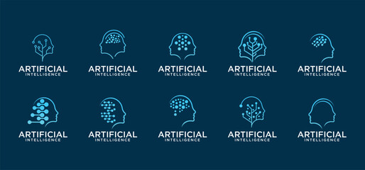 artificial intelligence logo, future technology logo vector, smart man, future technology.