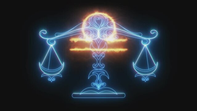 2d animated glowing zodiac sign of Libra