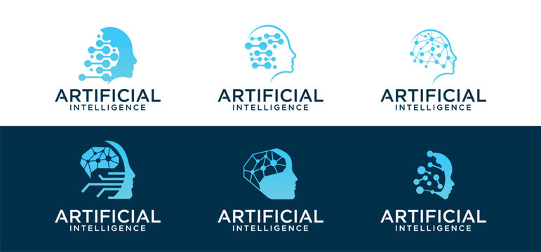 artificial intelligence logo, future technology logo vector, smart man, future technology.