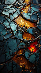 Fototapeta premium A close up of a cracked glass surface. Generative AI.