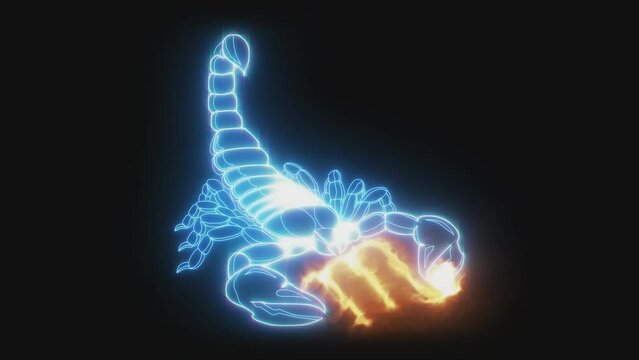 2d animated glowing zodiac sign of Scorpio