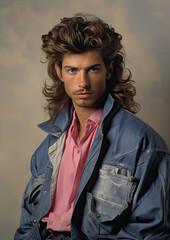 Male Portrait of the 1980's-Generative AI
