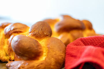 Freshly Baked Challah Loaves on a Cookie Sheet 