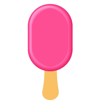Strawberry vanilla popsicle ice cream illustration clipart cartoon