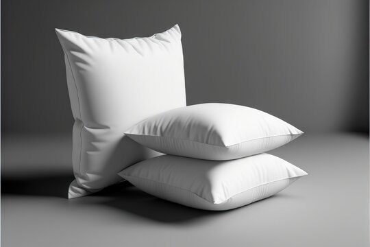 a white pillow and a white pillow on a gray background with a black and white photo of a pillow and a white pillow on a gray background with a black and white photo of a.