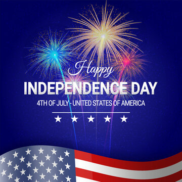 Happy Independence Day Vector Illustration with Fireworks, Presidents Day Vector Illustration.