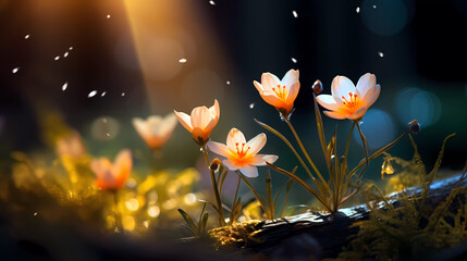 Bright wildflowers with a beautiful blurred background.