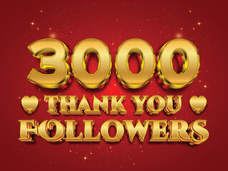 Thank you 3k followers, social media followers celebration vector