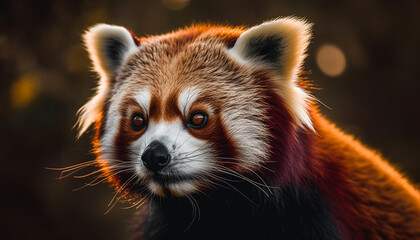 Cute mammal portrait fluffy Pomeranian staring outdoors generated by AI