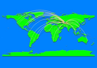 Naklejka premium Vibrant Türkmenabat, Turkmenistan map - Export concept map for Türkmenabat, Turkmenistan on World map. Suitable for export concepts. File is suitable for digital editing and prints of all sizes.