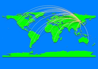 Naklejka premium Vibrant Ulan Hot, China map - Export concept map for Ulan Hot, China on World map. Suitable for export concepts. File is suitable for digital editing and prints of all sizes.