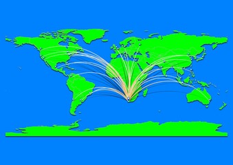 Naklejka premium Vibrant Worcester, South Africa map - Export concept map for Worcester, South Africa on World map. Suitable for export concepts. File is suitable for digital editing and prints of all sizes.