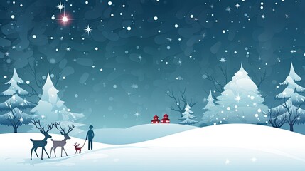 Fototapeta na wymiar Christmas wallpaper illustration winter landscape with trees and snow with copy text space