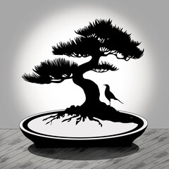 Bonsai mit Rabe