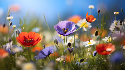 Bright wildflowers with a beautiful blurred background.