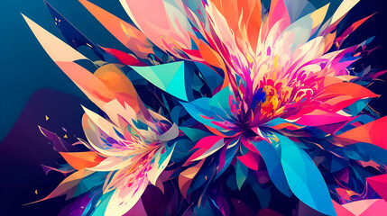 Abstract  triangle flower in graffiti style acrylic paint generative ai