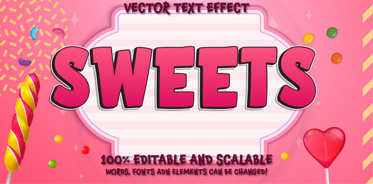 Sweet candy text, editable font effect