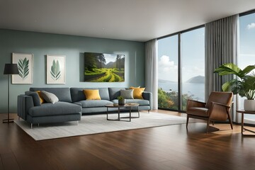 Modern living room with modern interior designs Generative AI