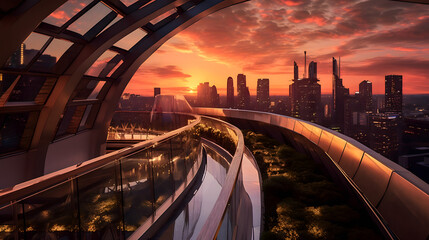 Futuristic City Sunset view