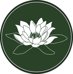 Celtic horoscope floral. Druid logo in a circle. Water Lily Flower: July 2-12. Astrological calendar. Botanical drawing of a nymphaea.
