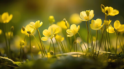 Fototapeta premium Bright wildflowers with a beautiful blurred background.