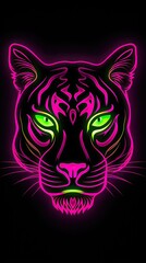 tiger background with a tattoo glowing lights Neon Fleuro
