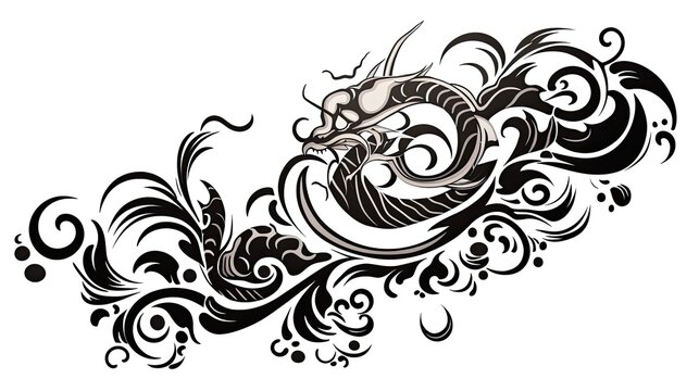 oriental tattoo isolated on white background