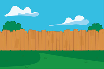 Cartoon backyard landscape. Vector illustration.