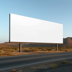 Blank White Billboard in the Middle of the Highway. Generative ai