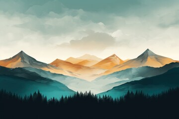 Naklejka premium Mountain background. Illustration AI Generative.