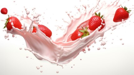 Strawberry with cream. Illustration AI Generative.