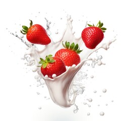 Strawberry with cream. Illustration AI Generative.