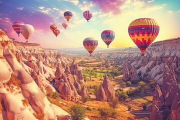 Obraz premium Air flying balloon. Illustration Generative AI.