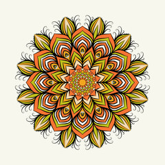 Modern mandala decorative and ornamental design for coloring page, greeting card, spa, and henna.