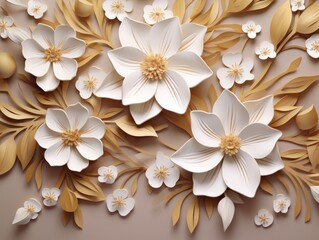 Paper flower background. Illustration AI Generative.