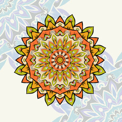 Coloring book page luxury hand-drawn cover book design mandala.