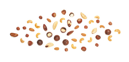 Pattern of nuts mix isolated on white