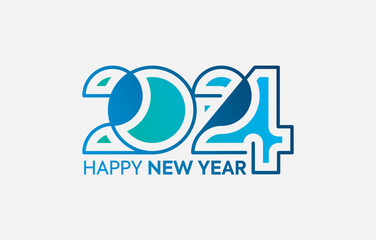 2024 Happy New Year brush painted text effect calligraphic. Vector illustration background for new year's
