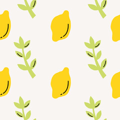 Lemons Cutout minimal pattern. Flat papercraft colorful background