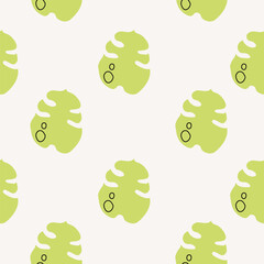 Monstera leaf minimal pattern. Flat papercraft colorful background