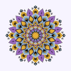 A drawing of a mandala vector with a colorful pattern.