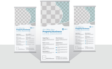 Real estate roll up or pull up banner design template Stand banner layout,signage or standee design for Construction, home sale, advertising,Property, real estate roll up or x banner template. 