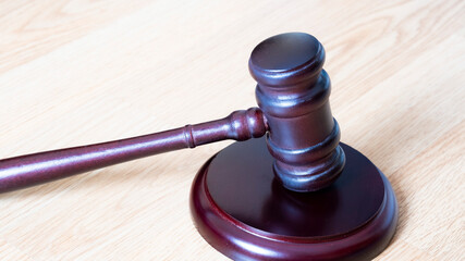 the judge's gavel on a stand to stand on the table. justice concept.
