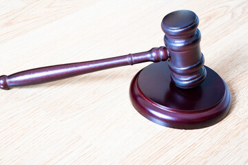 the judge's gavel on a stand to stand on the table. justice concept.