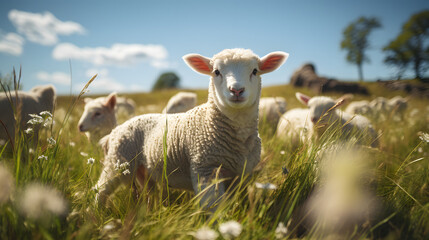 A Sheep on a Field, made with generative AI