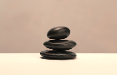 Black stones. Minimal empty display product presentation scene.