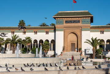 Moorish Art Deco courtyard at the square Mohammed V in Casablanca