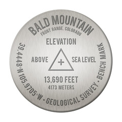 Bald Mountain Bench Mark illustration, transparent, the 64th Tallest Mountain in the United States, in the state of Colorado