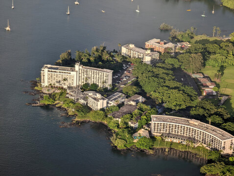 Aerial View of Hilo Hotels and Gardens